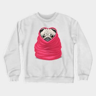 Pug in a warm blanket Crewneck Sweatshirt